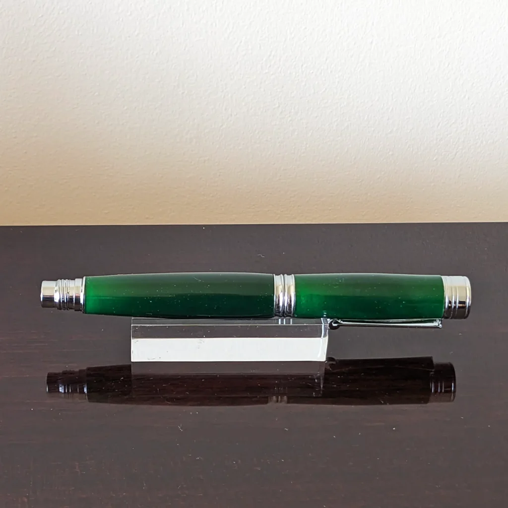 Green Resin Rollerball Pen with Chrome Plated Fittings (826)