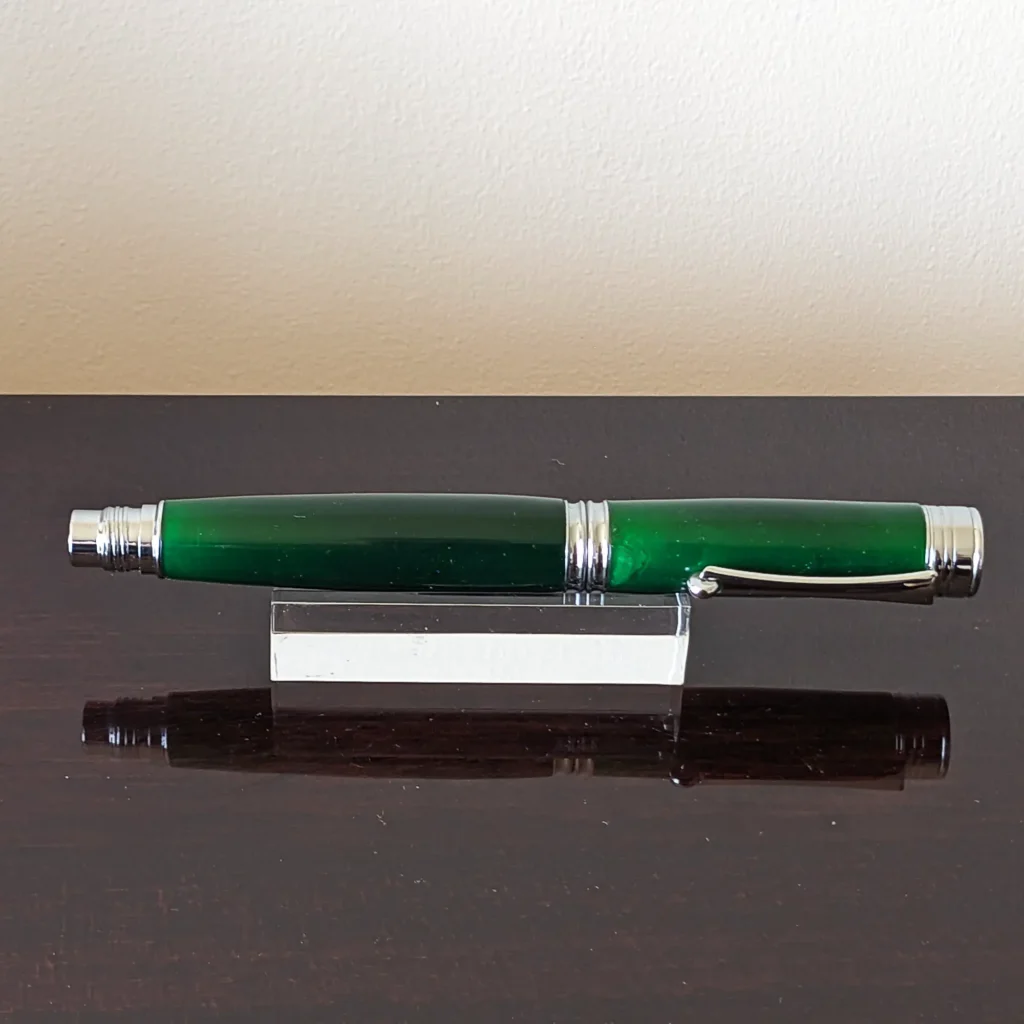 Green Resin Rollerball Pen with Chrome Plated Fittings (826)