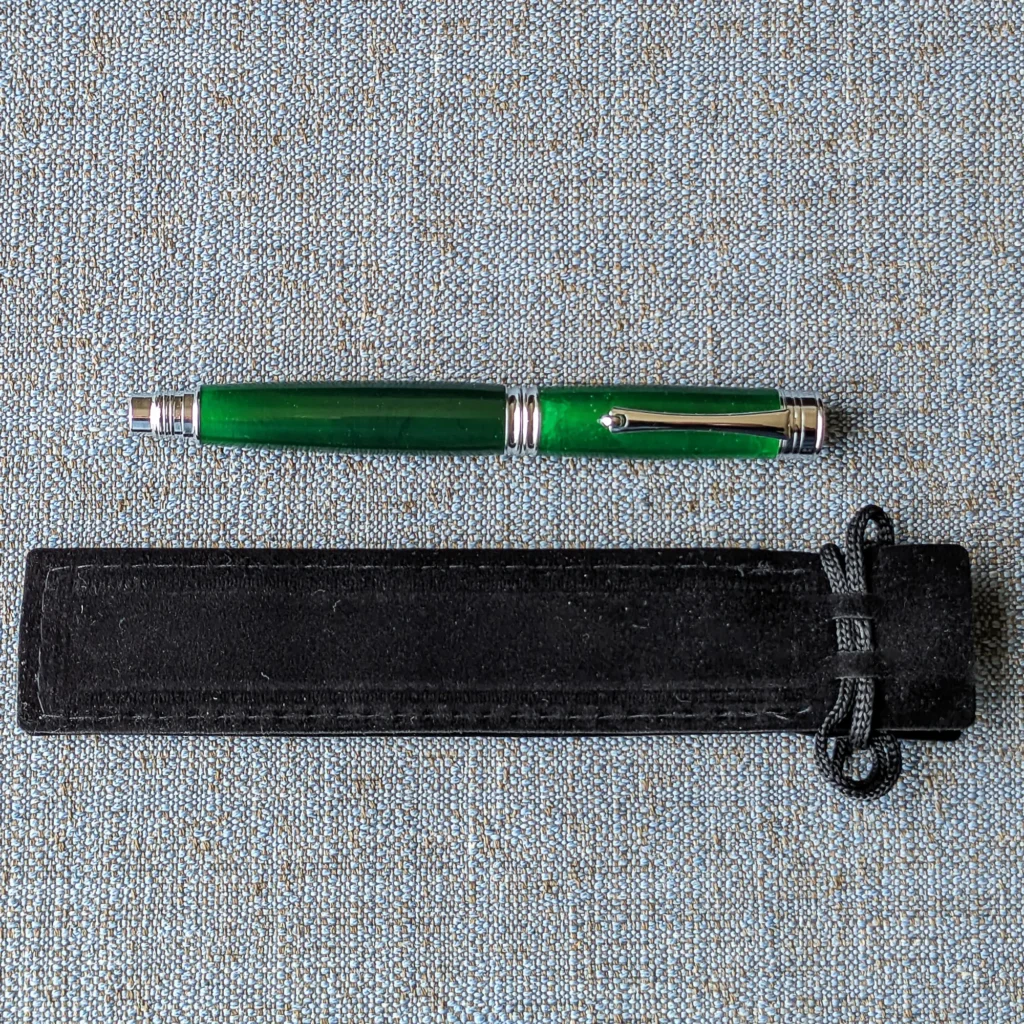 Green Resin Rollerball Pen with Chrome Plated Fittings (826)