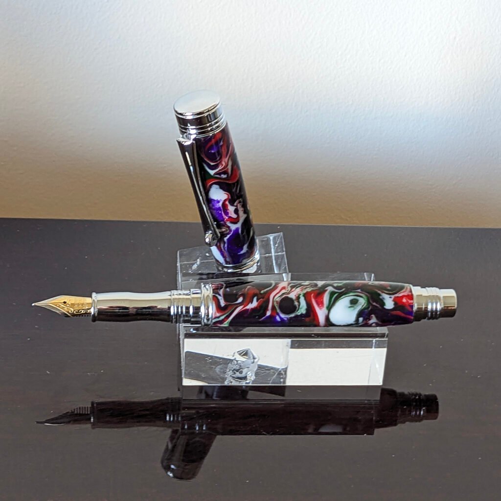 Multicoloured Fountain Pen with Chrome Fittings (829)