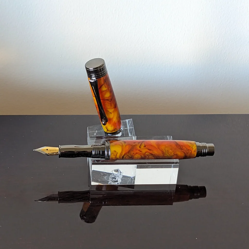 Multicoloured Fountain Pen with Gun Metal Fittings (830)
