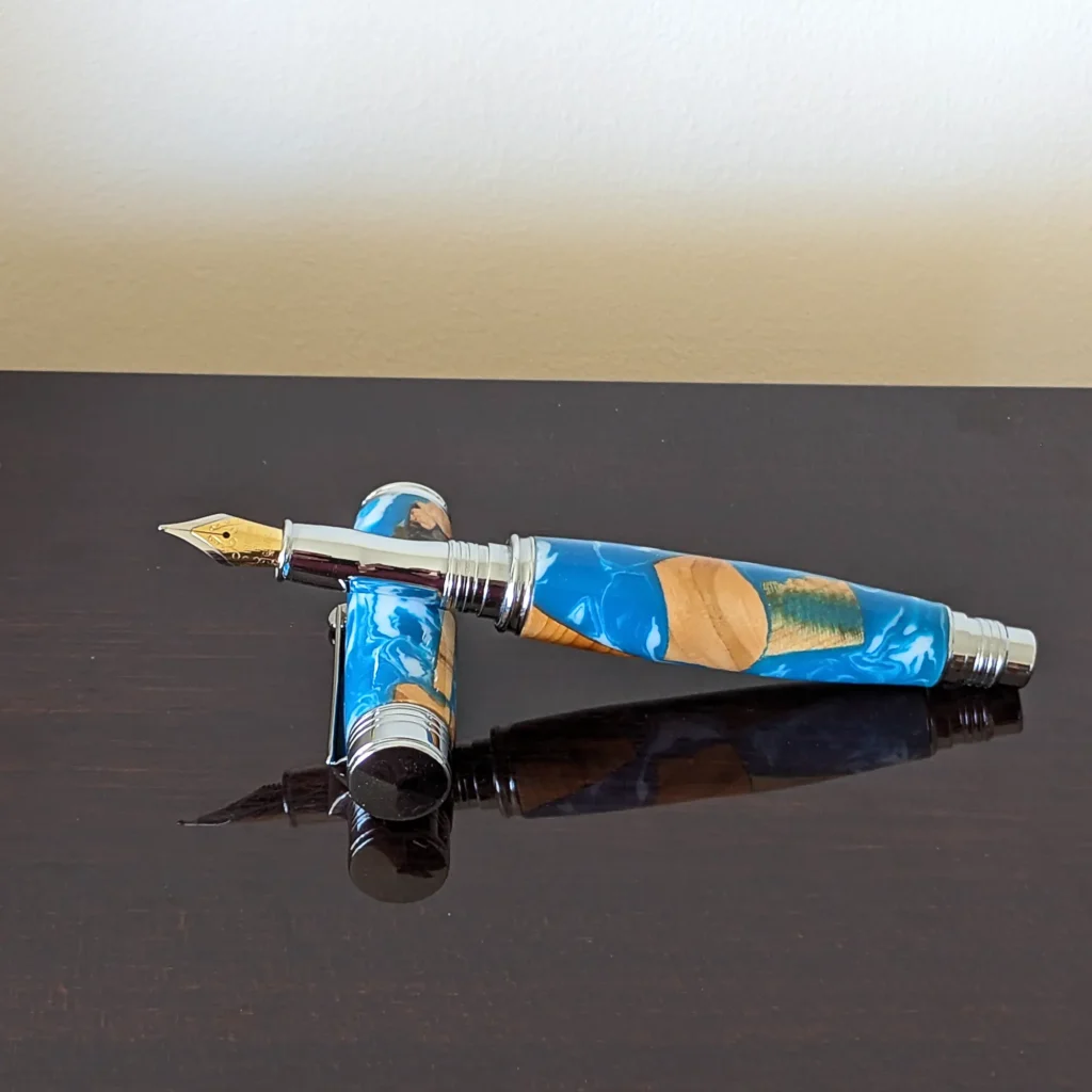 Driftwood Fountain Pen with Chrome Plate Fittings (855)