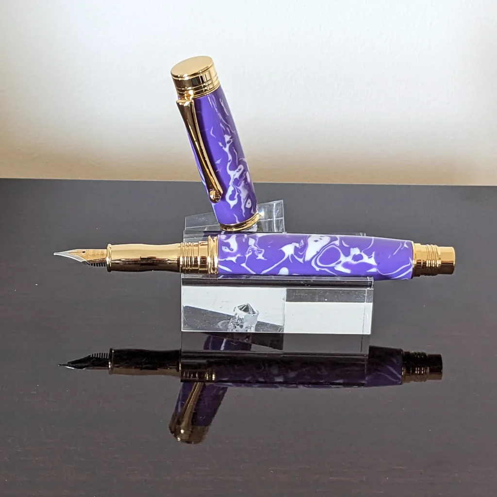 Purple and White Fountain Pen with Gold Plated Fittings (861)