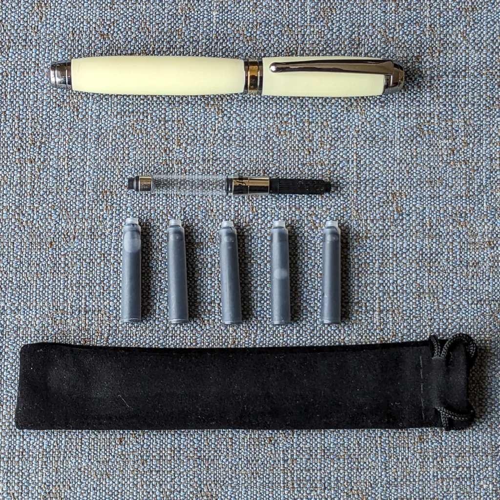 Ivory Resin Fountain pen with Black Titanium and Titanium Gold Fittings (865)