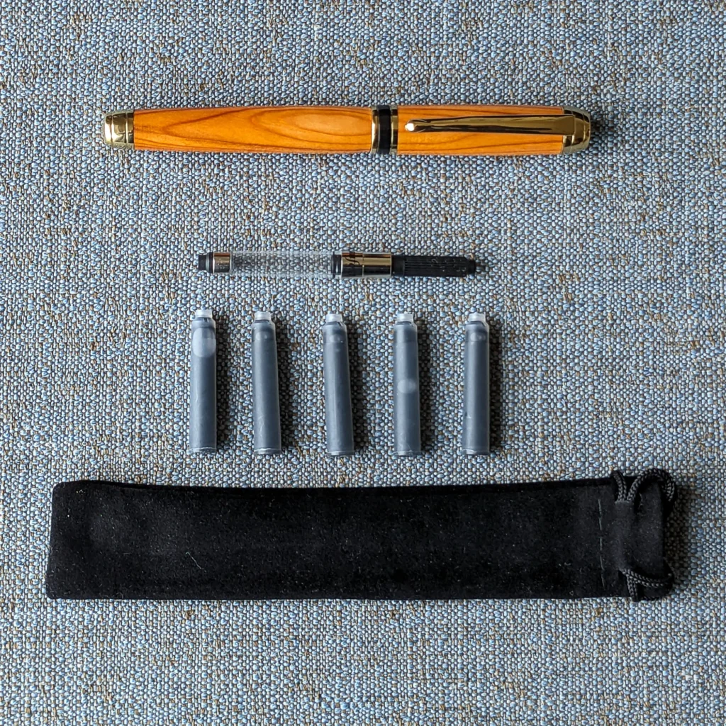 Yew Fountain Pen with Titanium Gold and Black Chrome Fittings (866)