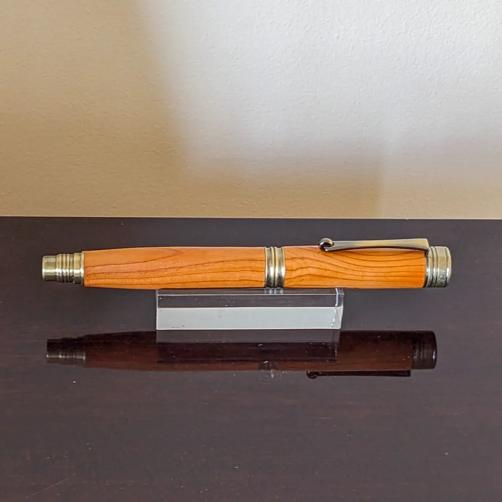 Yew Fountain Pen with Brushed Antique Fittings (887