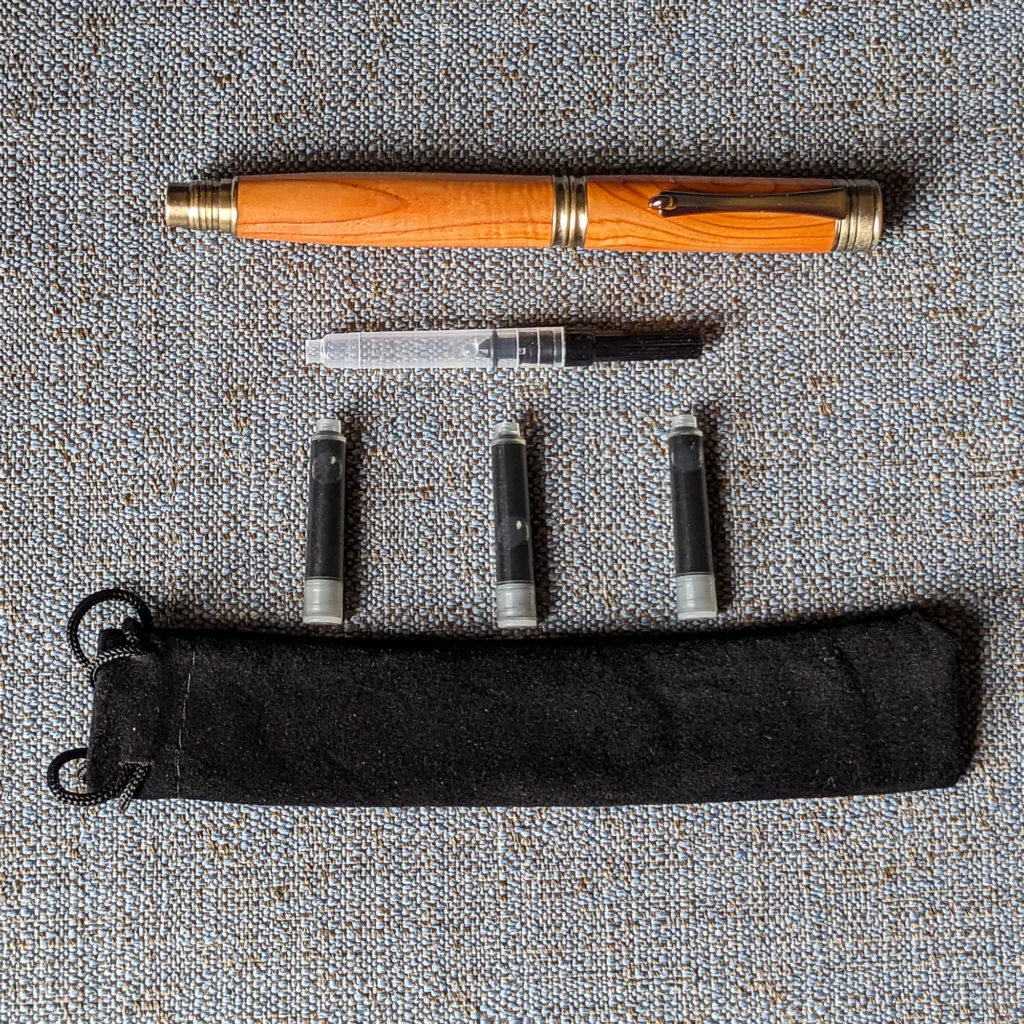 Yew Fountain Pen with Brushed Antique Fittings (887)