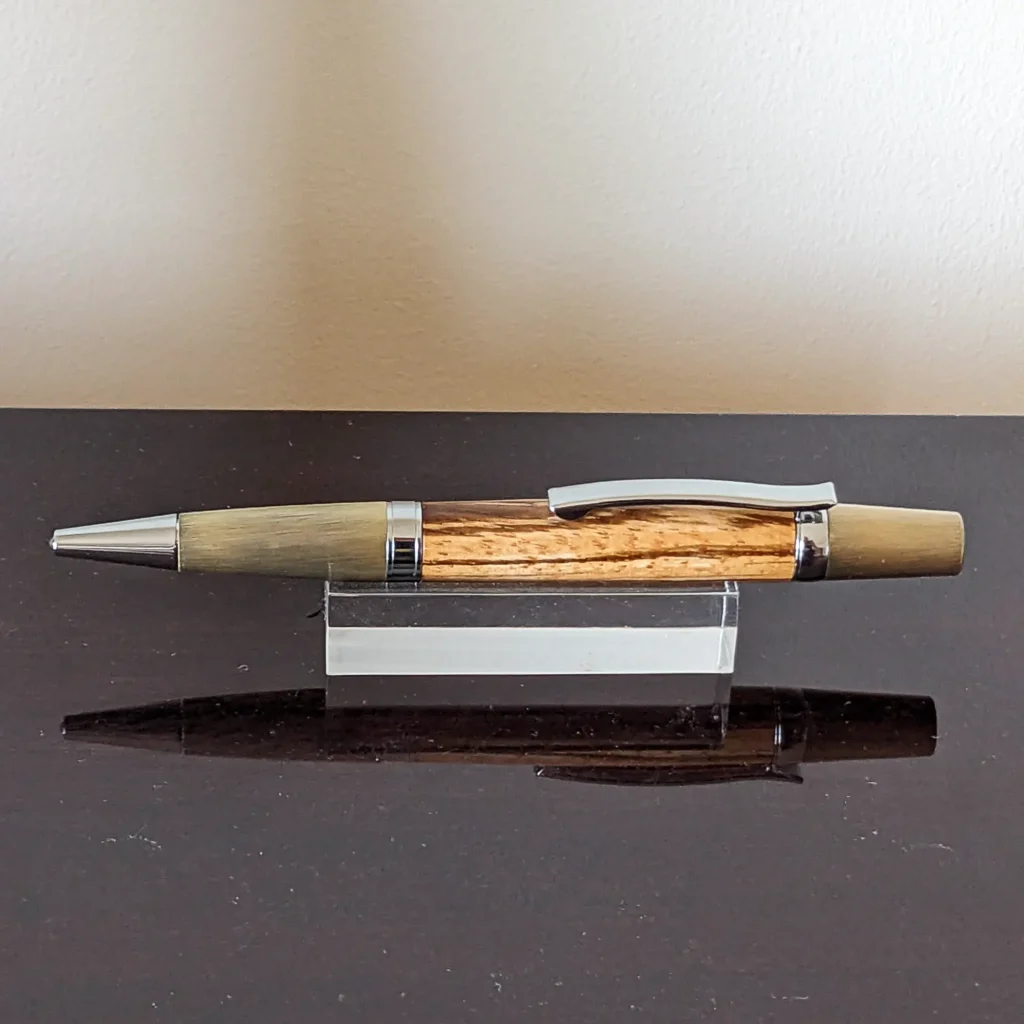 Zebrano Ballpoint Pen with Antique Gold Plate Fittings (892)