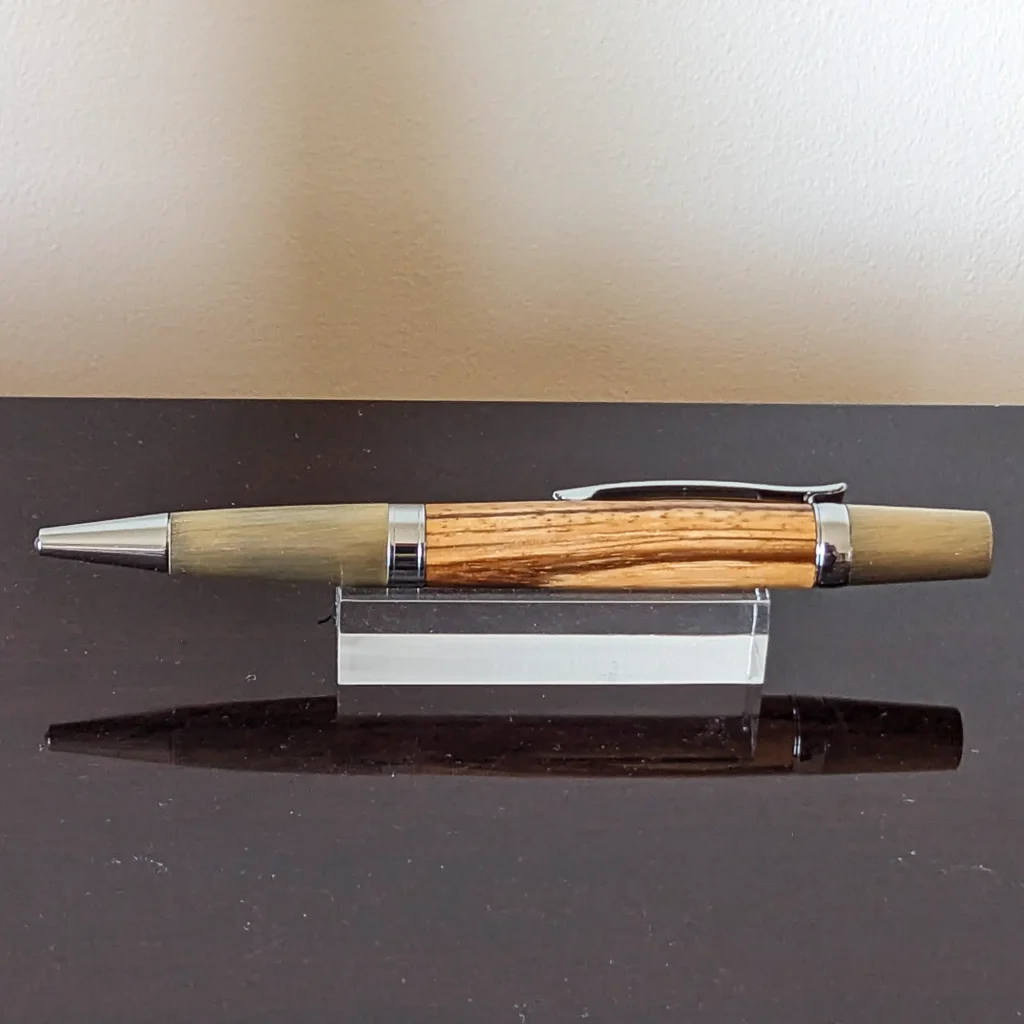 Zebrano Ballpoint Pen with Antique Gold Plate Fittings (892)
