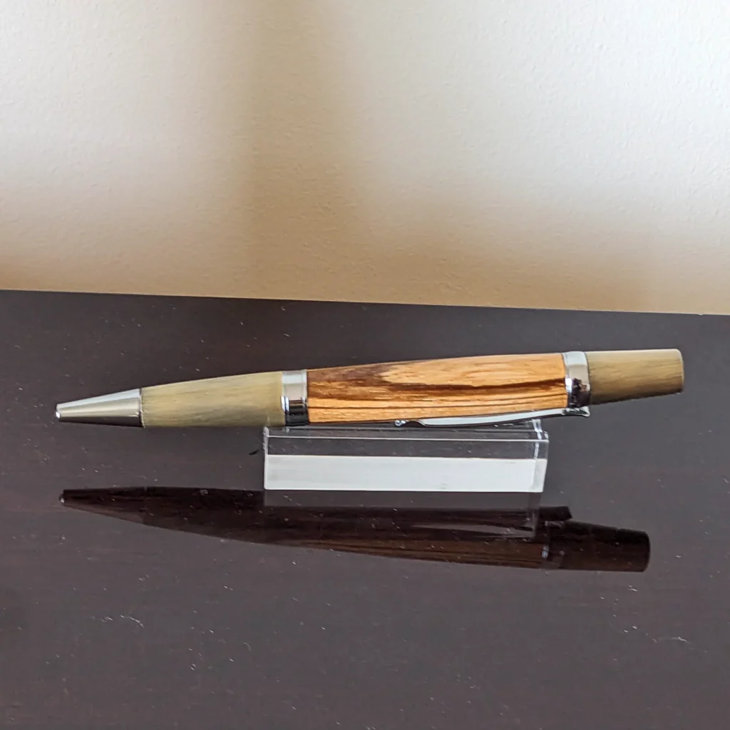 Zebrano Ballpoint Pen with Antique Gold Plate Fittings (892)