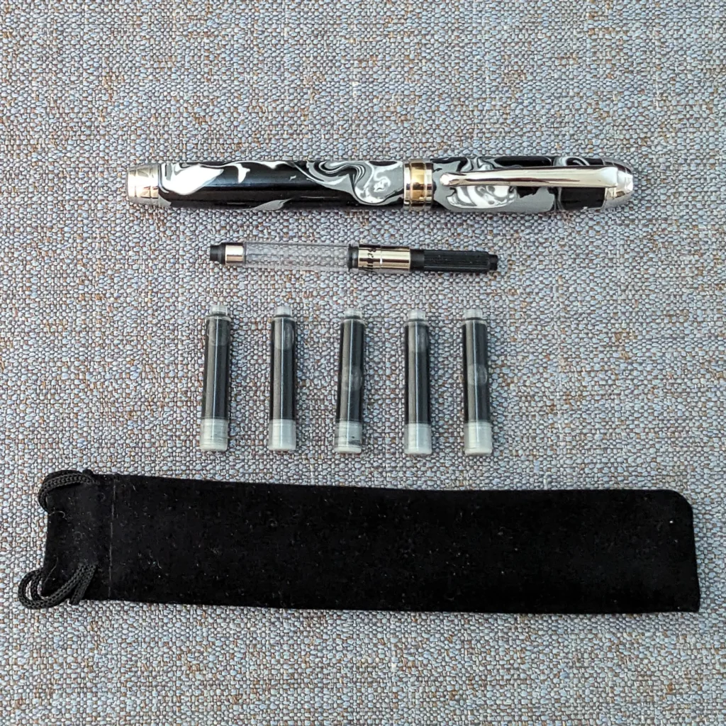 Black and White Quality Fountain Pen with Rhodium and Titanium Gold Fittings (894)