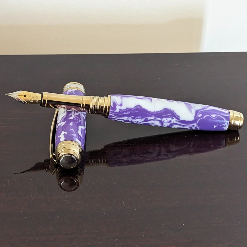Lilac and White Quality Fountain Pen with Titanium Gold and Rhodium Fittings (895)