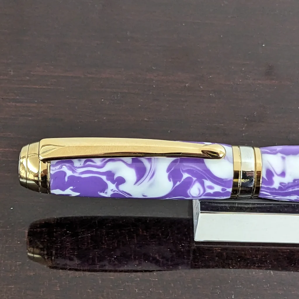 Lilac and White Quality Fountain Pen with Titanium Gold and Rhodium Fittings (895)