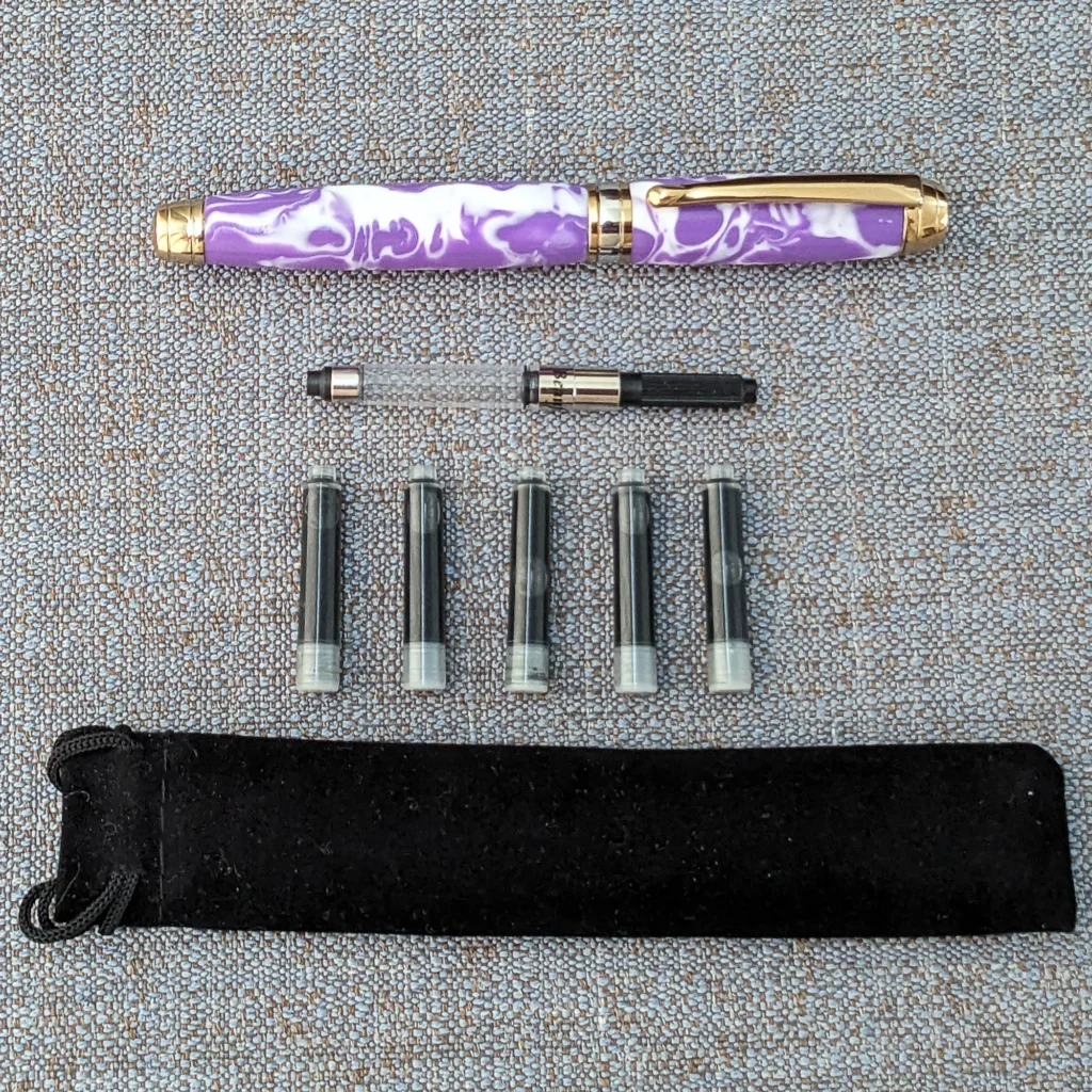 Lilac and White Quality Fountain Pen with Titanium Gold and Rhodium Fittings (895)