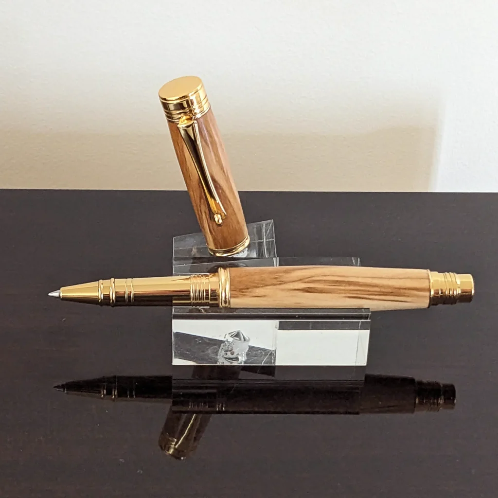 Olive Rollerball Pen With Gold Plated Fittings (911)