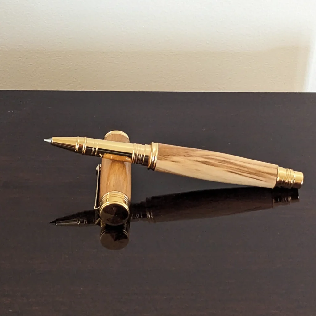 Olive Rollerball Pen With Gold Plated Fittings (911)