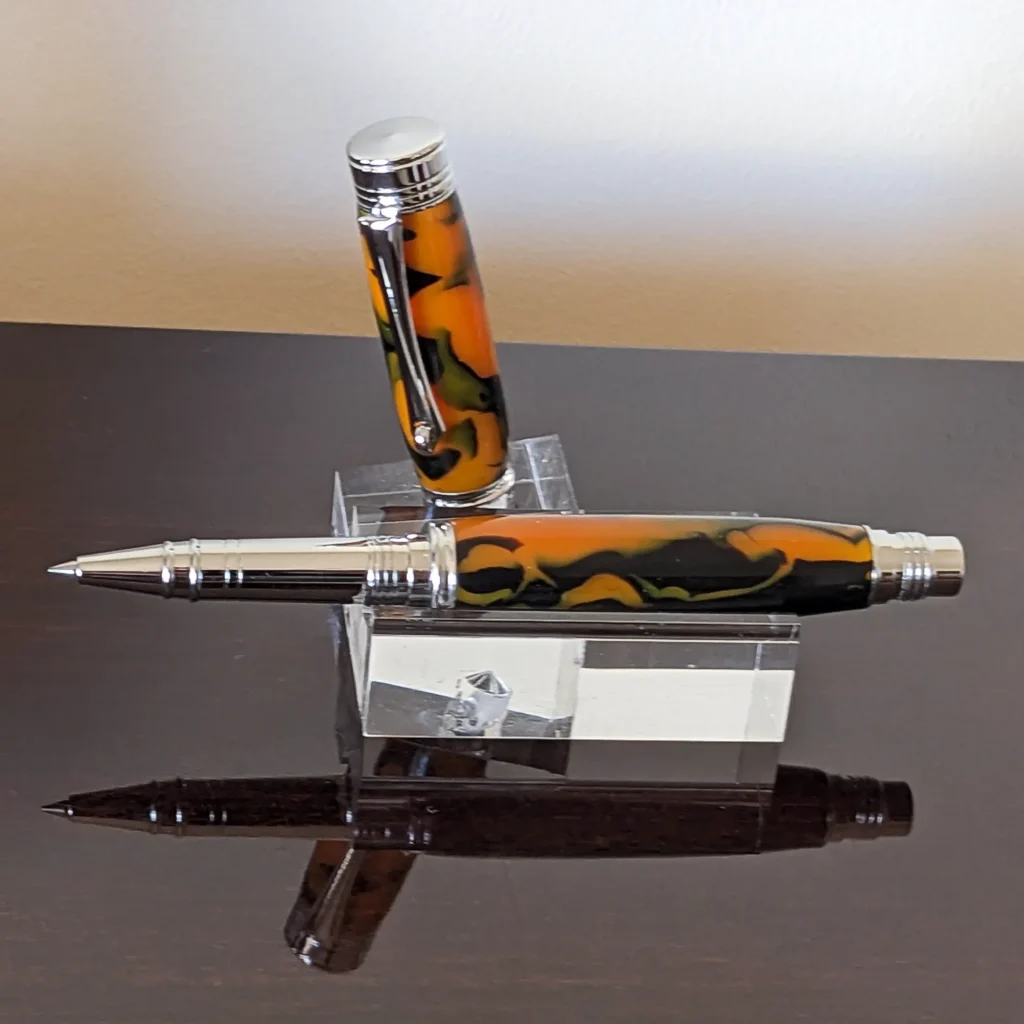Multicoloured Rollerball Pen with Chrome Plated Fittings (912)