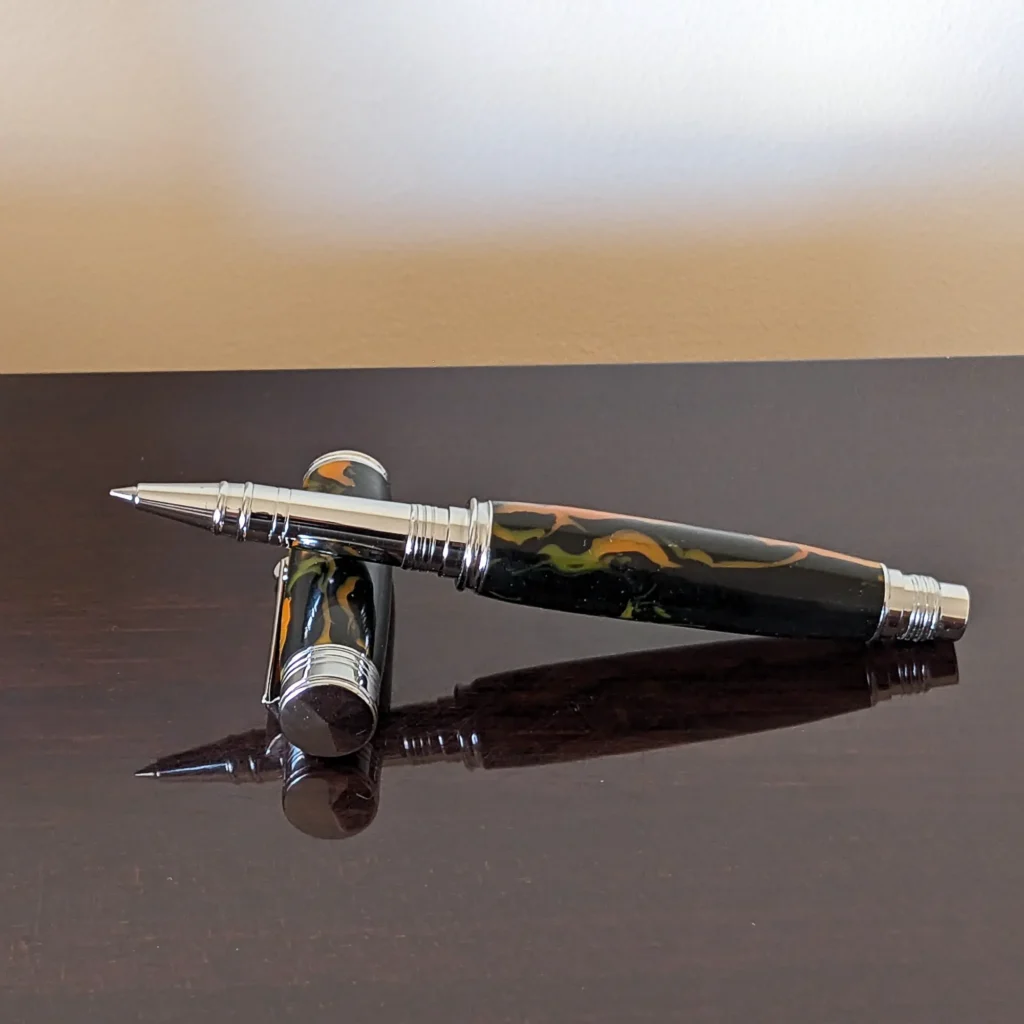 Multicoloured Rollerball Pen with Chrome Plated Fittings (912)