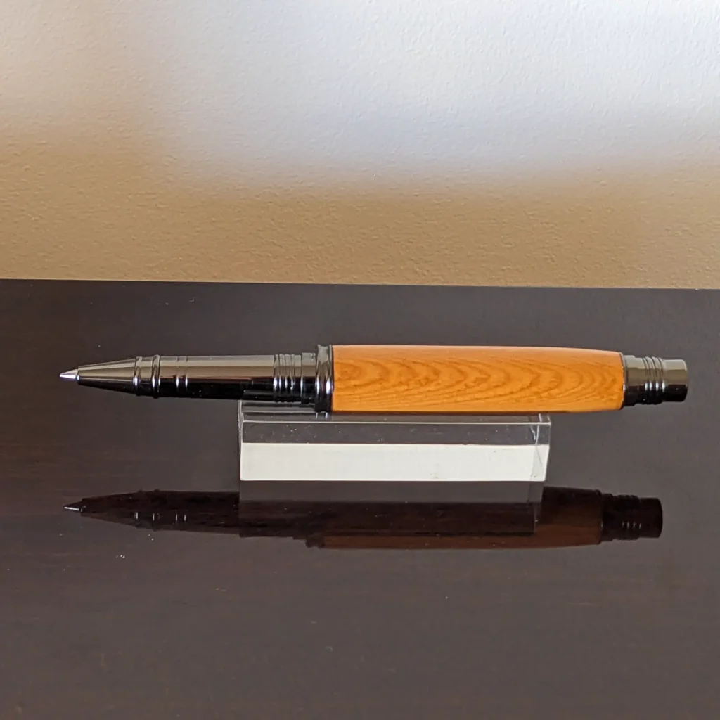 Yew Rollerball Pen with Gun Metal Plate Fittings (913)