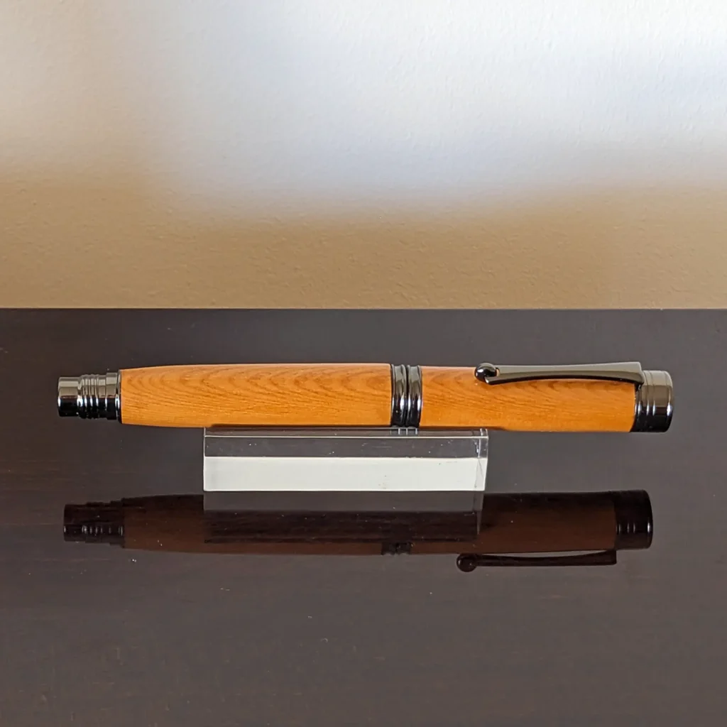 Yew Rollerball Pen with Gun Metal Plate Fittings (913)