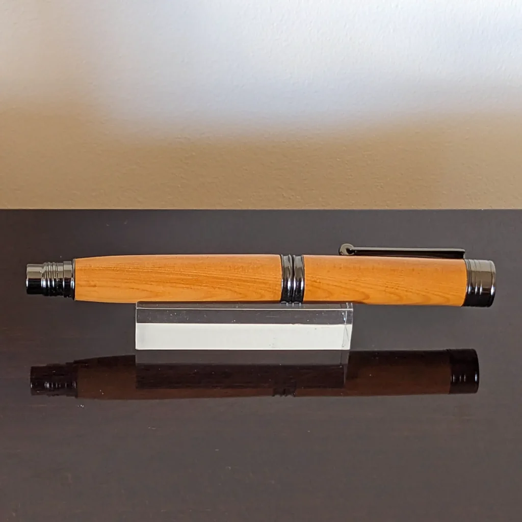 Yew Rollerball Pen with Gun Metal Plate Fittings (913)