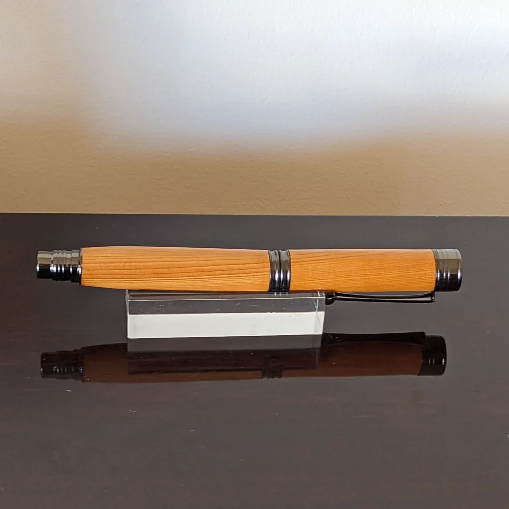 Yew Rollerball Pen with Gun Metal Plate Fittings (913)