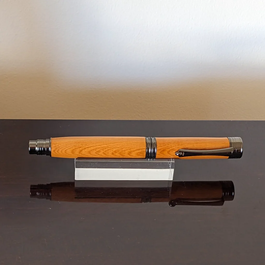 Yew Rollerball Pen with Gun Metal Plate Fittings (913)