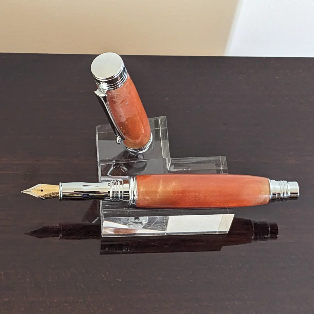 Copper Fountain Pen with Chrome Fittings (924)
