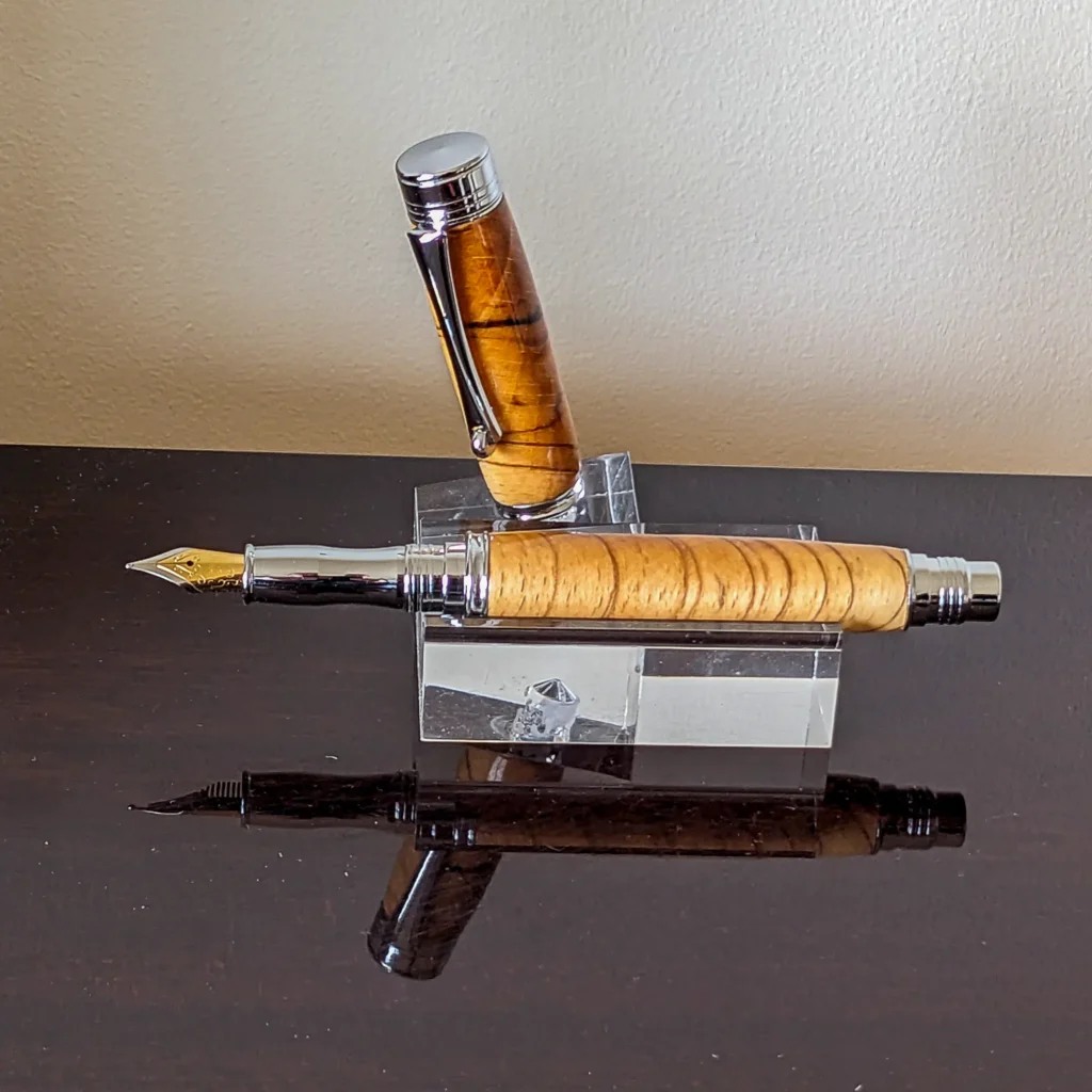 Spalted Beech Fountain Pen with Chrome Plated Fittings (929)