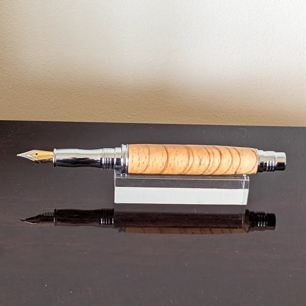 Spalted Beech Fountain Pen with Chrome Plated Fittings (929)