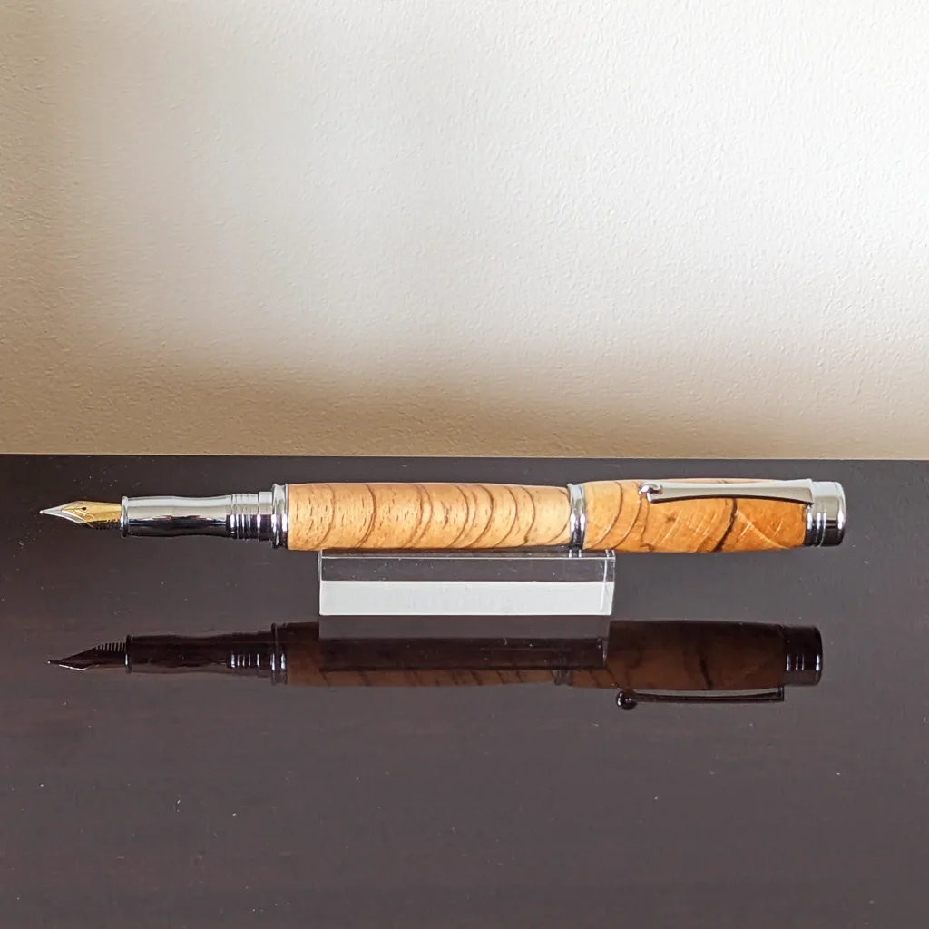 Spalted Beech Fountain Pen with Chrome Plated Fittings (929)