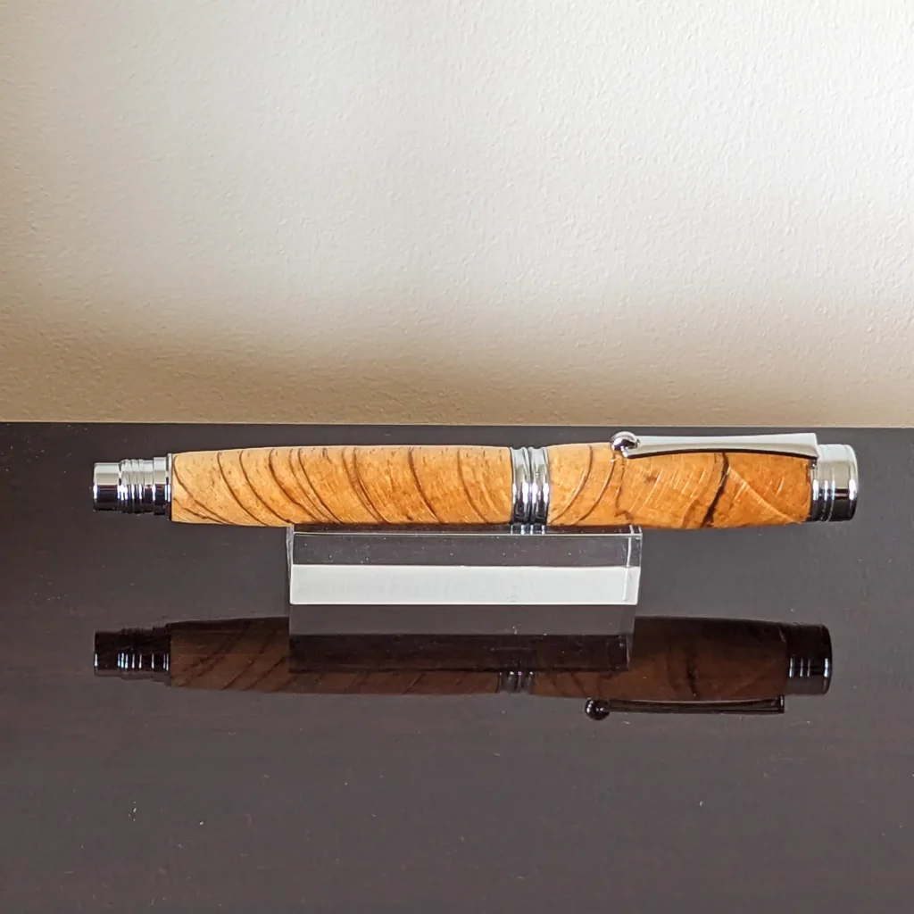 Spalted Beech Fountain Pen with Chrome Plated Fittings (929)
