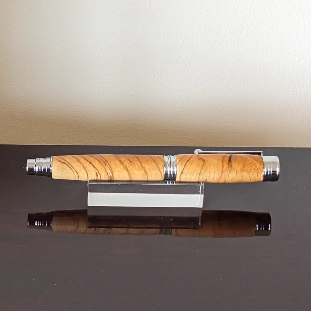 Spalted Beech Fountain Pen with Chrome Plated Fittings (929)