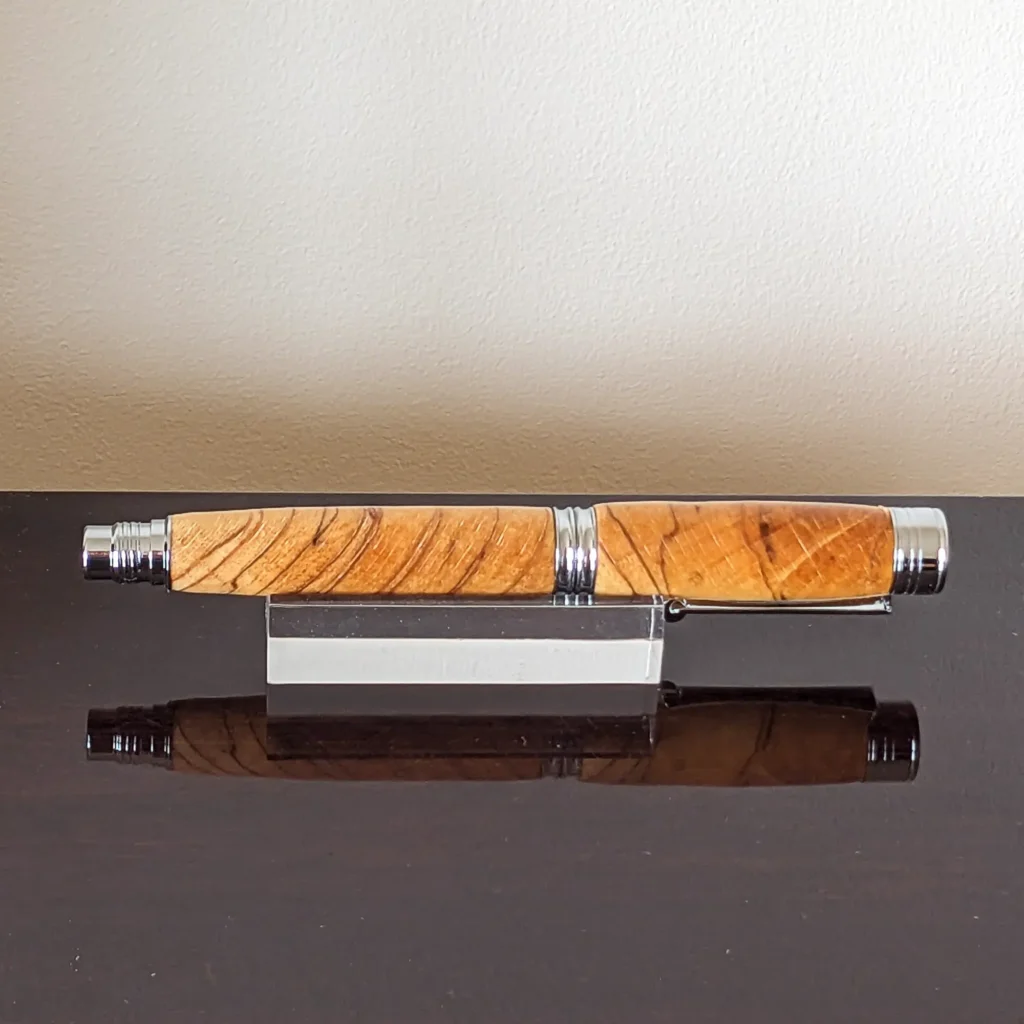 Spalted Beech Fountain Pen with Chrome Plated Fittings (929)