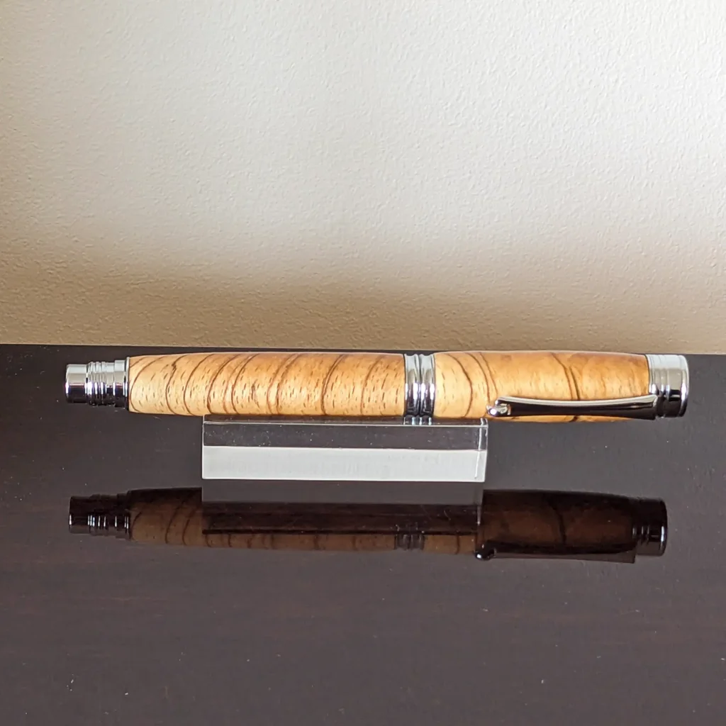 Spalted Beech Fountain Pen with Chrome Plated Fittings (929)