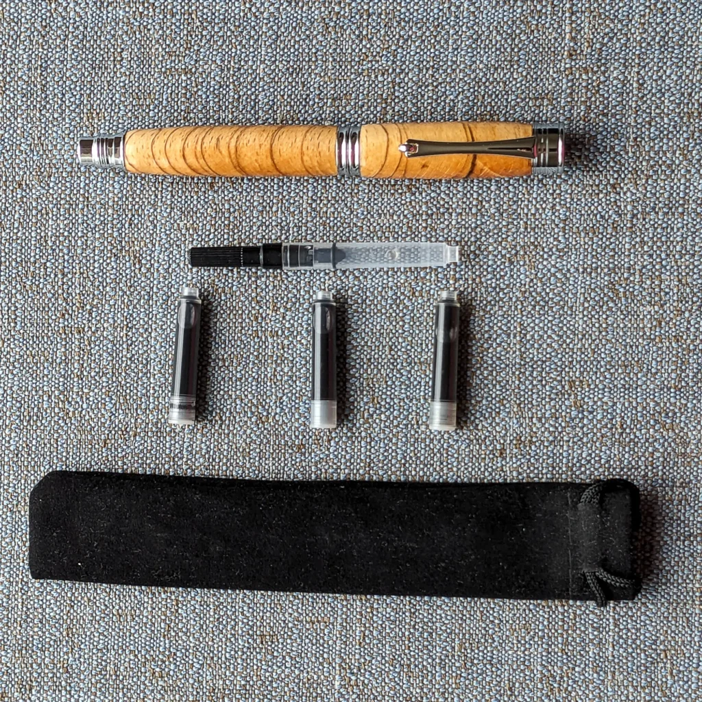 Spalted Beech Fountain Pen with Chrome Plated Fittings (929)