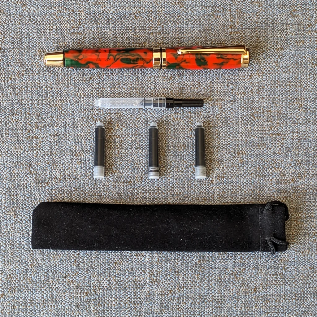 Red and Black Fountain Pen with Gold and Black Fittings (932)