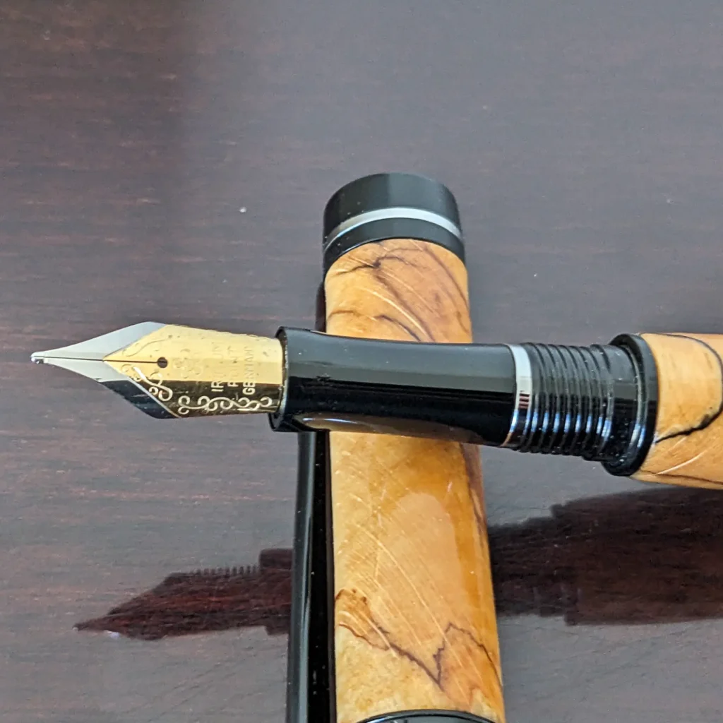 Spalted Fountain Pen with Black and Chrome Fittings (934)