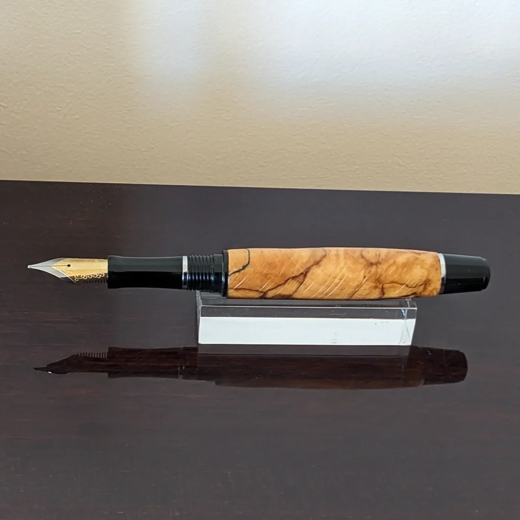 Spalted Fountain Pen with Black and Chrome Fittings (934)