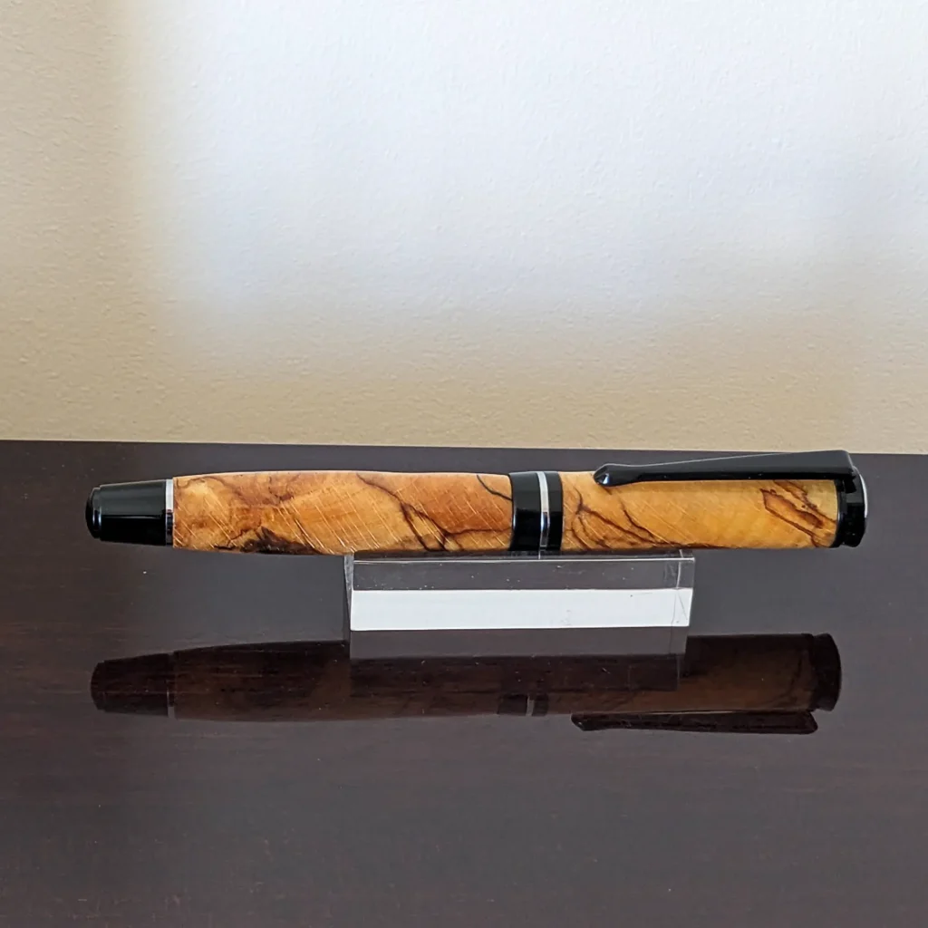 Spalted Fountain Pen with Black and Chrome Fittings (934)