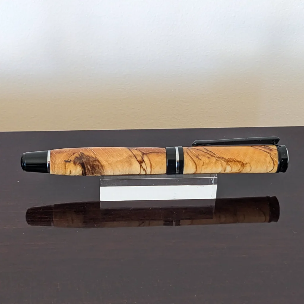 Spalted Fountain Pen with Black and Chrome Fittings (934)