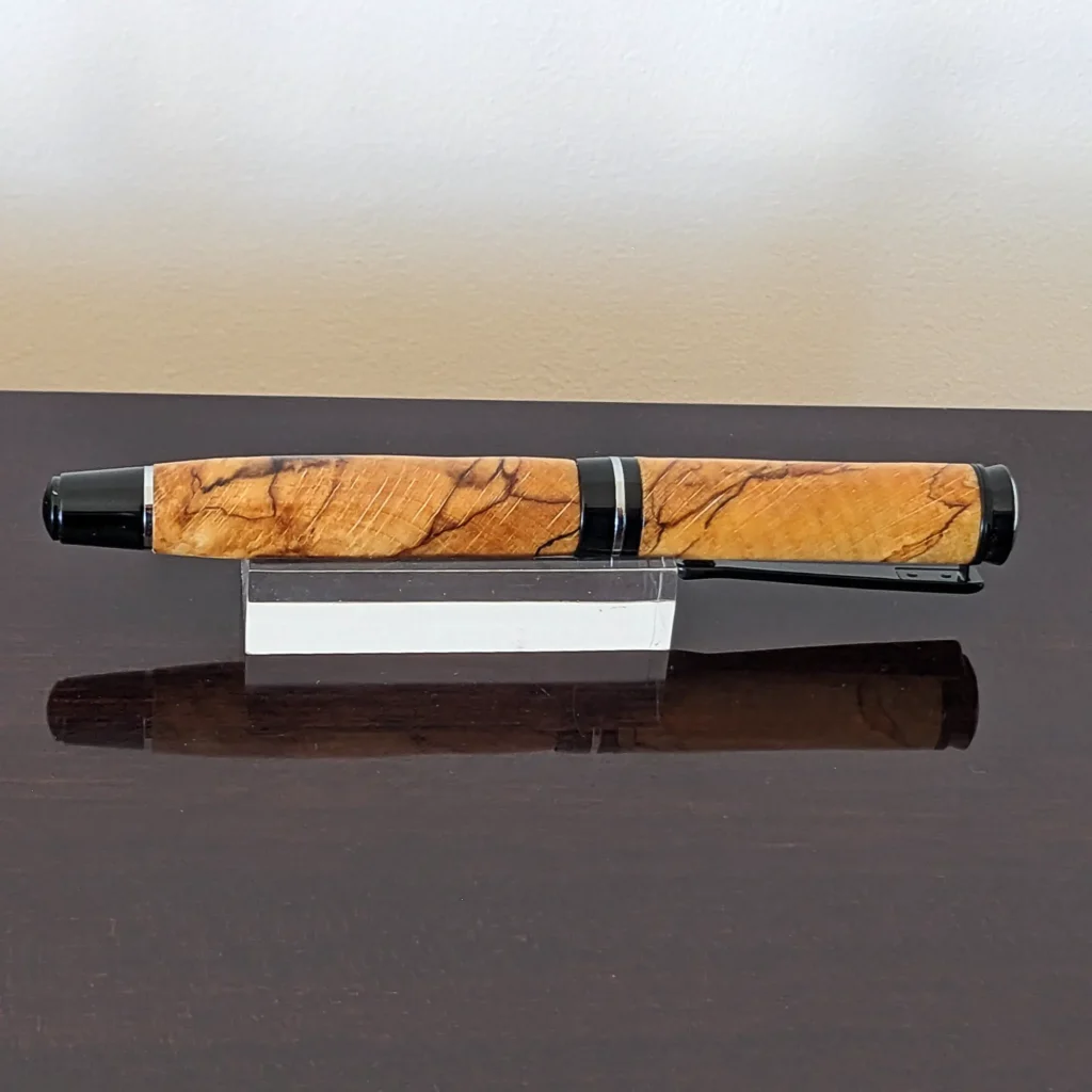 Spalted Fountain Pen with Black and Chrome Fittings (934)