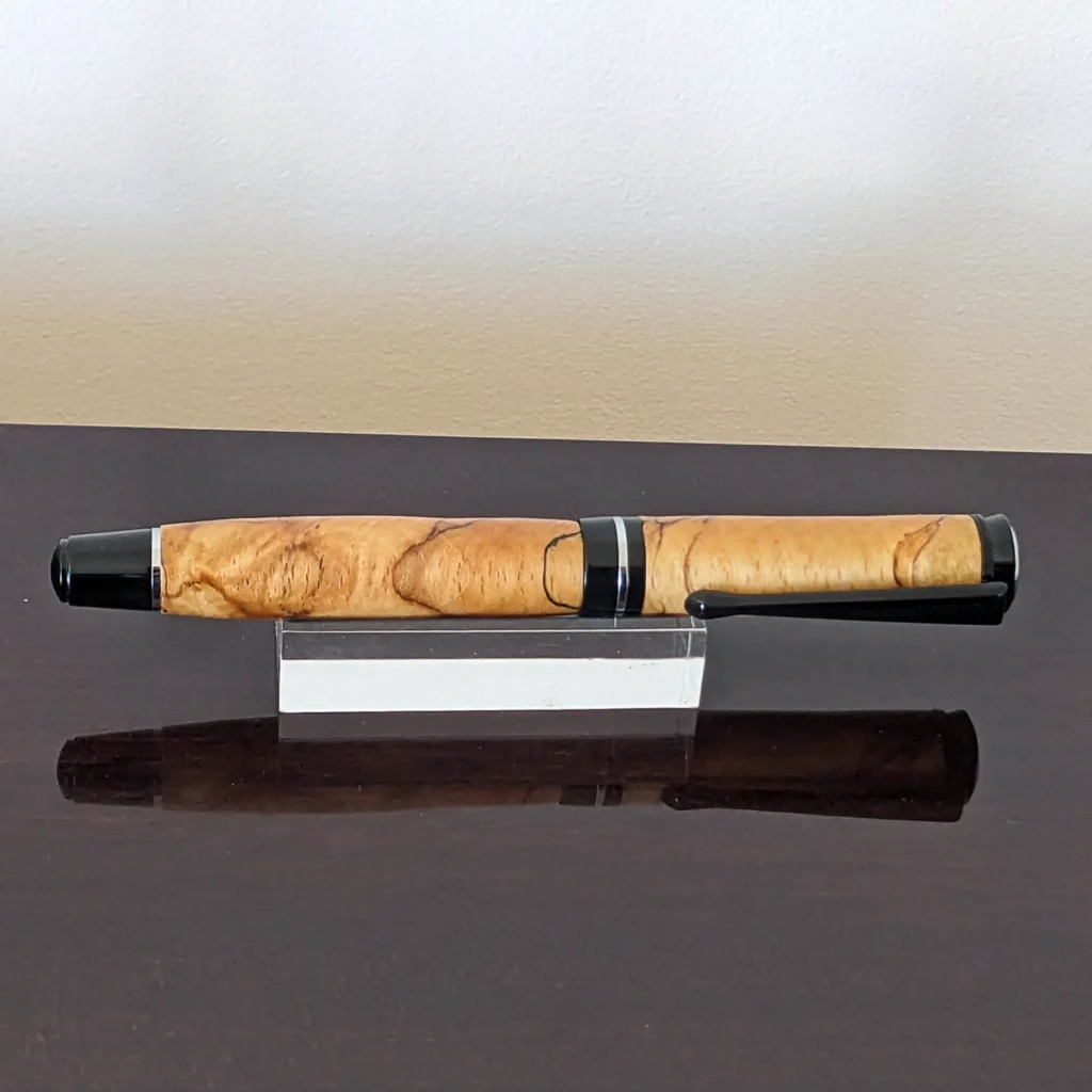 Spalted Fountain Pen with Black and Chrome Fittings (934)