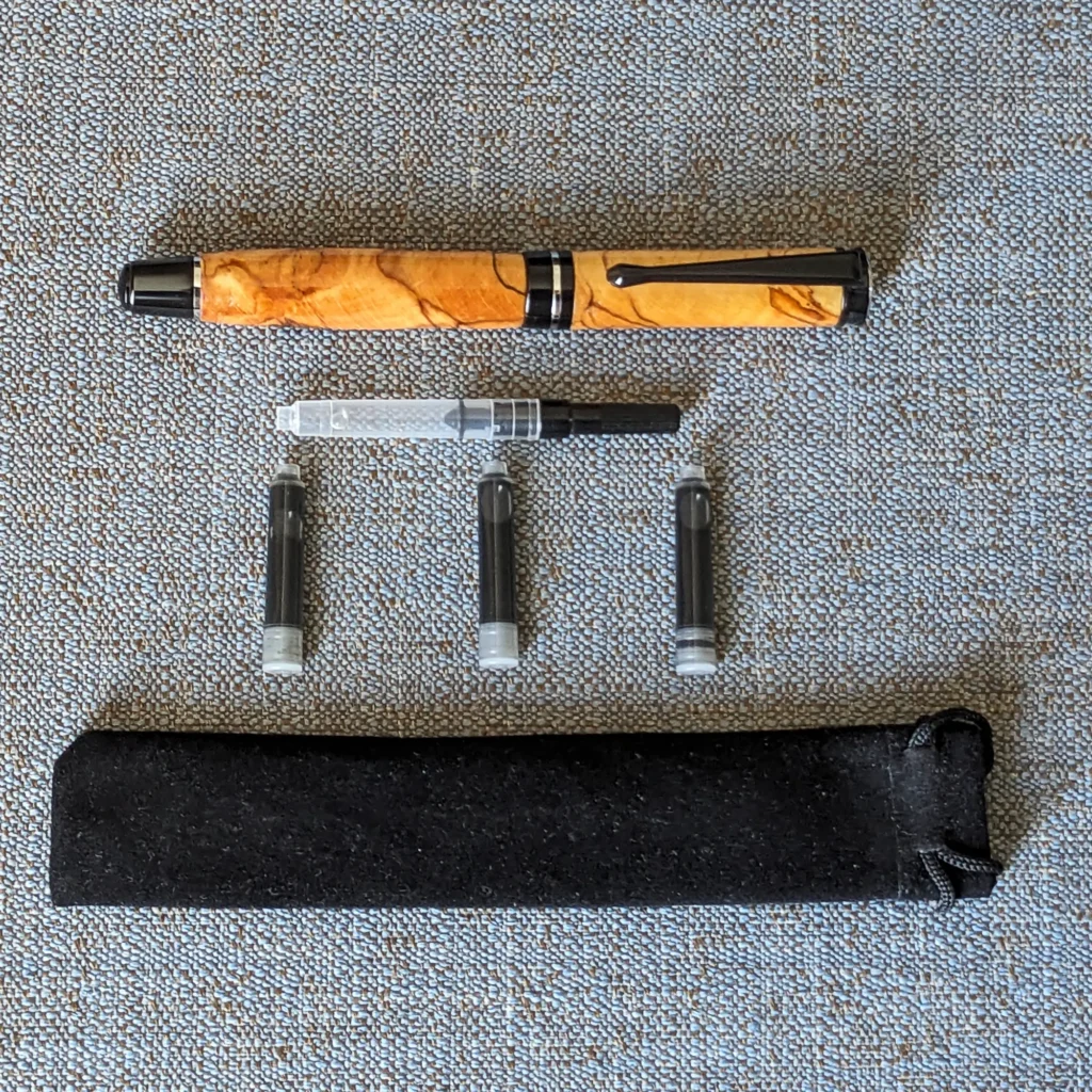 Spalted Fountain Pen with Black and Chrome Fittings (934)