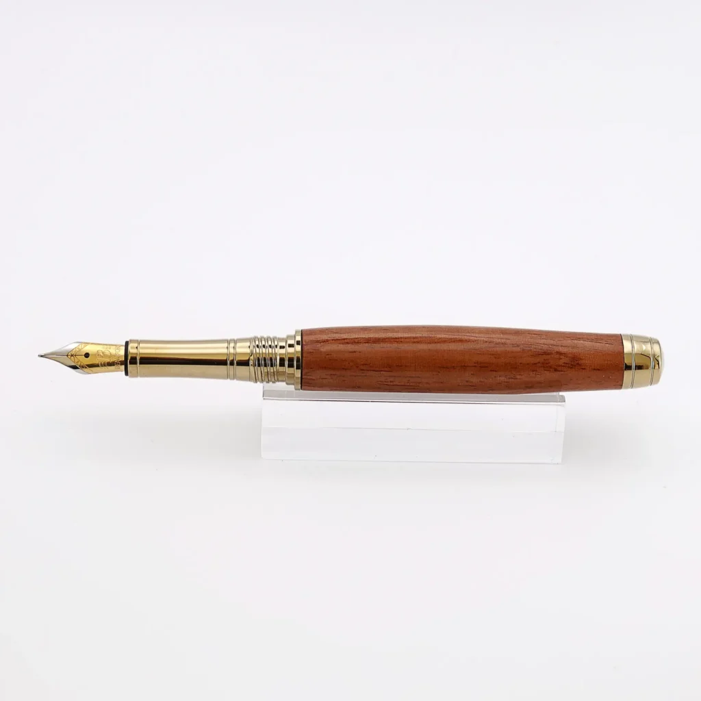 Mahogany Luxury Fountain Pen with Titanium Gold and Black Chrome Fittings (589)