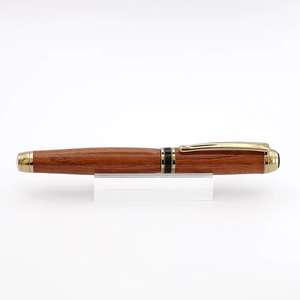Mahogany Luxury Fountain Pen with Titanium Gold and Black Chrome Fittings (589)
