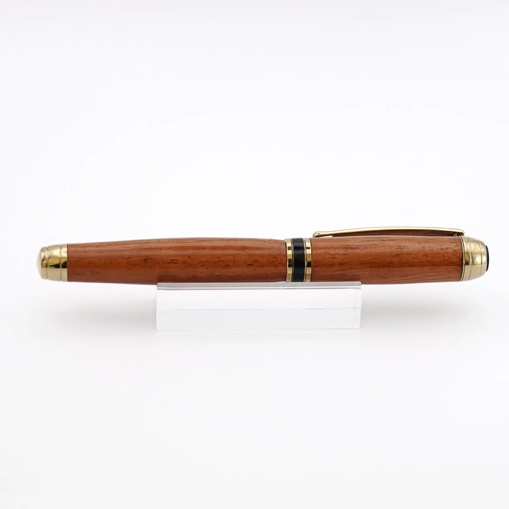 Mahogany Luxury Fountain Pen with Titanium Gold and Black Chrome Fittings (589)