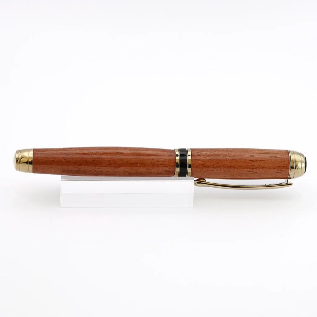 Mahogany Luxury Fountain Pen with Titanium Gold and Black Chrome Fittings (589)