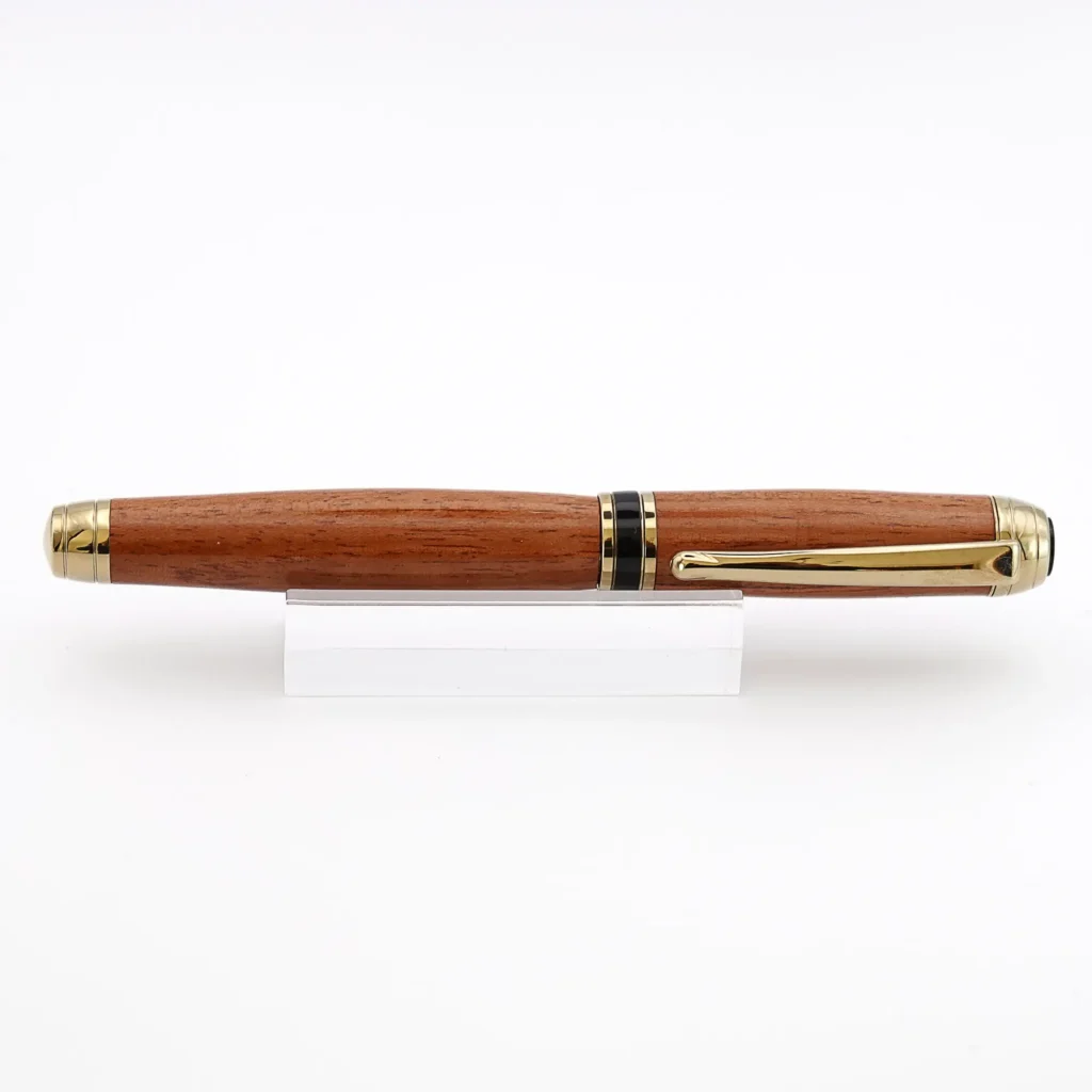Mahogany Luxury Fountain Pen with Titanium Gold and Black Chrome Fittings (589)