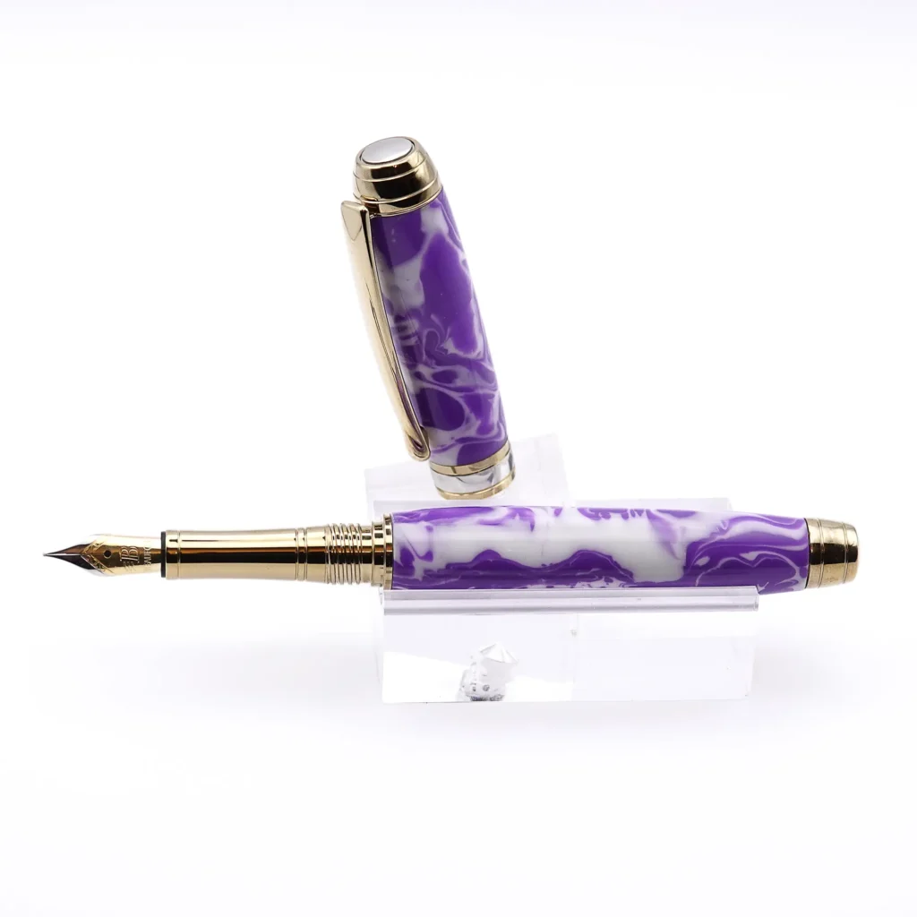 Purple and White Luxury Fountain Pen with Titanium Gold and Rhodium Fittings (895)